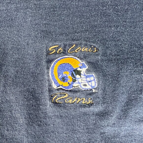 VTG NFL St Louis Rams Football Shirt Adult Large Blue Faded Long Sleeve Tee - Picture 2 of 14